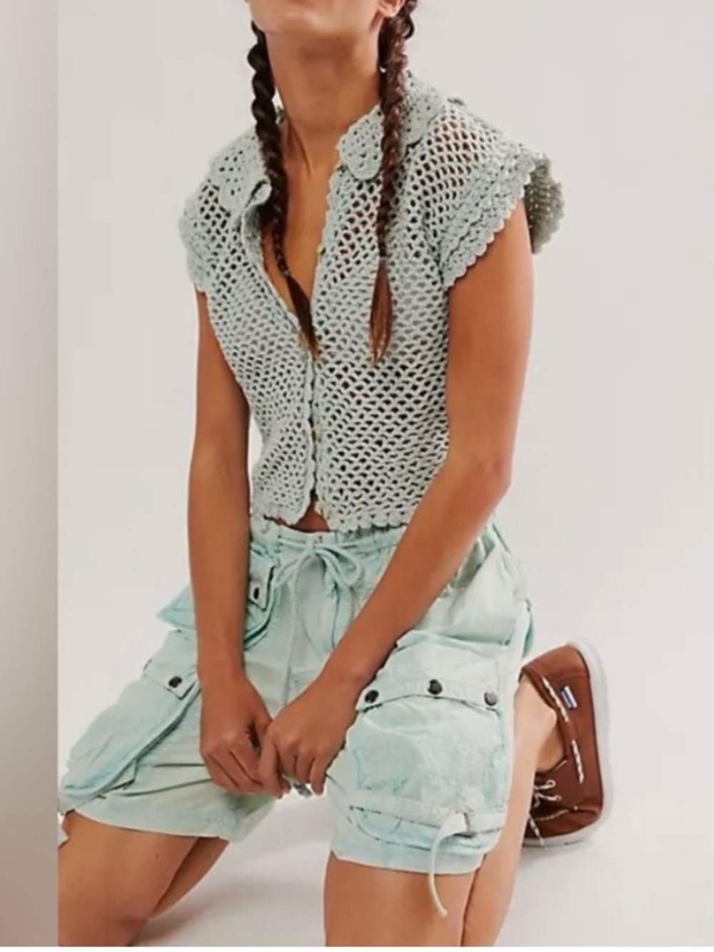 Free People Moon Bay Parachute Cargo Shorts Small